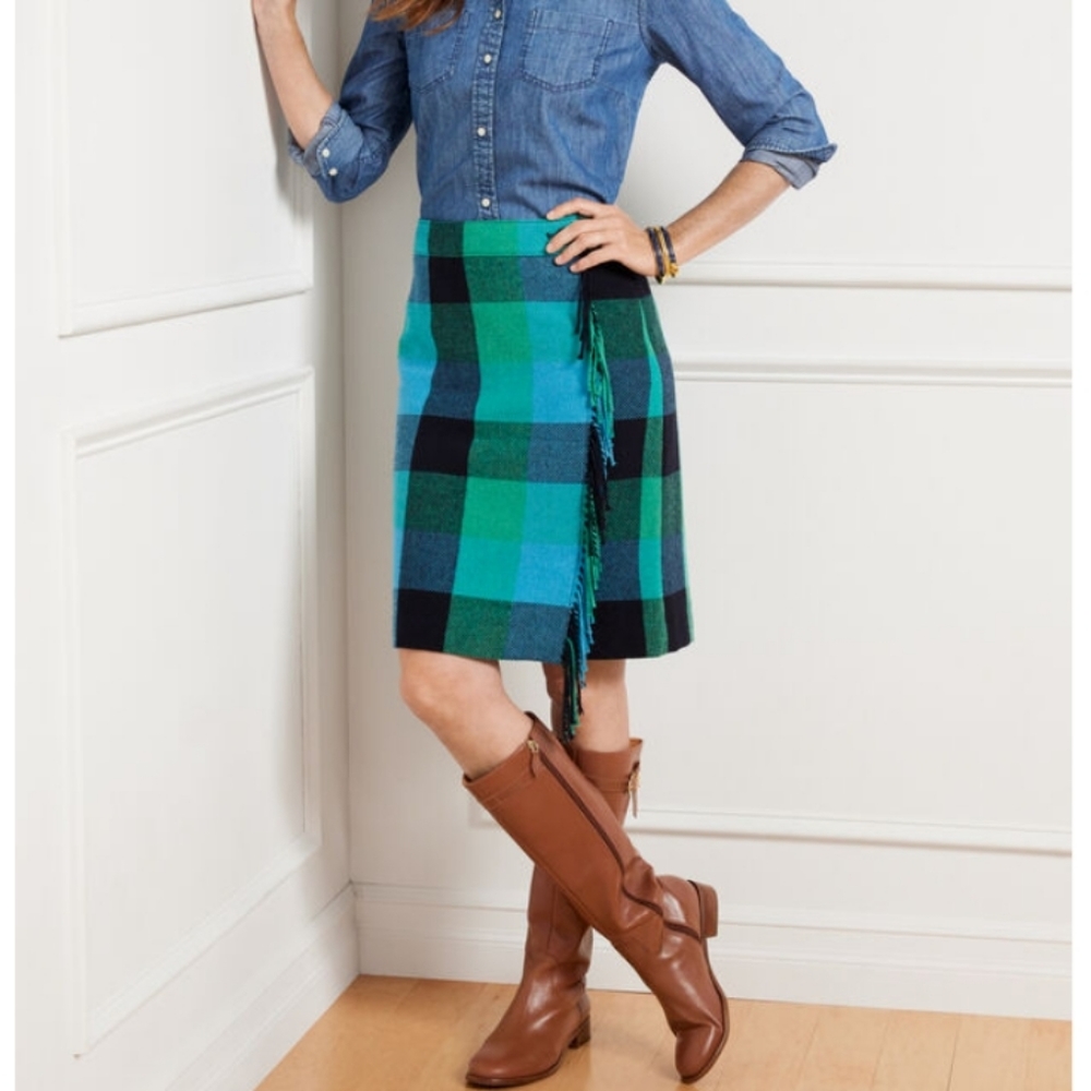 Mistletoe Green Multi Plaid Wrap Skirt Sz  8P